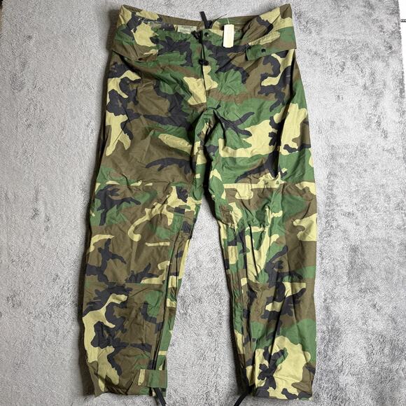 Woodland Camo USGI Improved Rainsuit Pants (IRS) Wet Weather Trousers Pants L - Picture 1 of 10